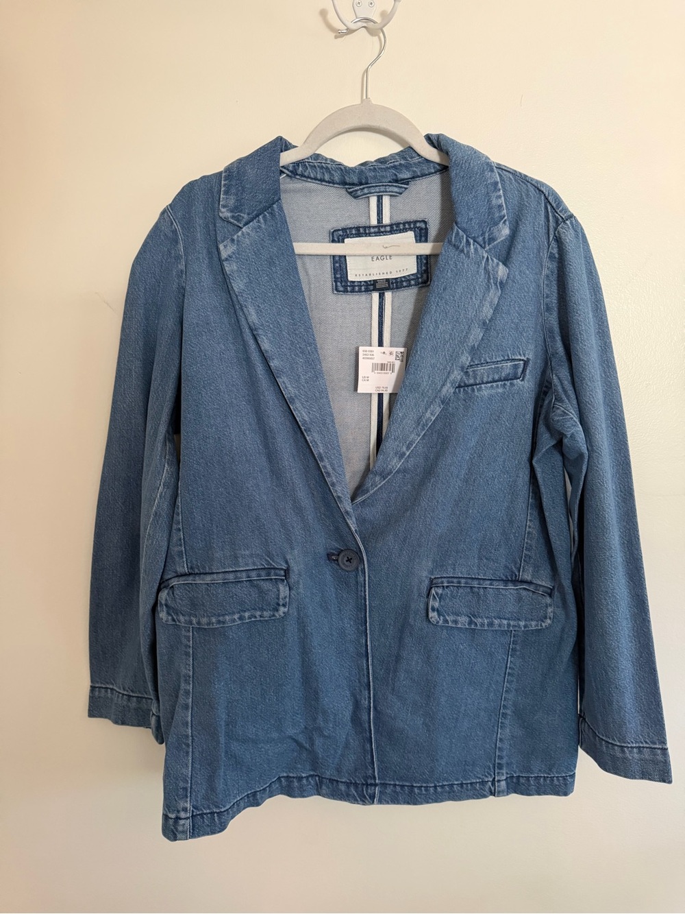 American Eagle Outfitters Light Blue Denim Blazer Jacket